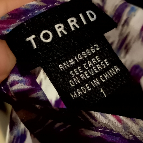 Torrid sheer coverup purple patterned open back - Picture 6 of 7